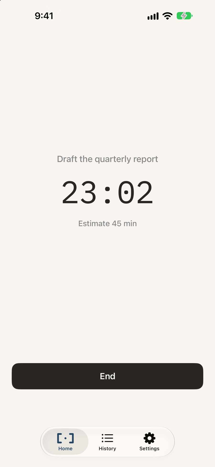 A reckoning running: 23 minutes 2 seconds against an estimate of 45 minutes.